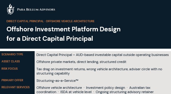 Offshore Investment Platform Design For A Direct Capital Principal